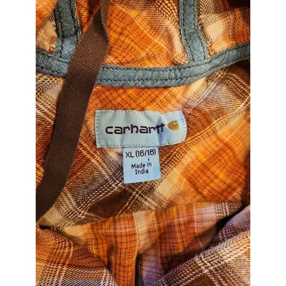 CARHARTT Button Down HOODED FLANNEL Long Sleeve SHIRT Top Womens XL - Picture 5 of 5